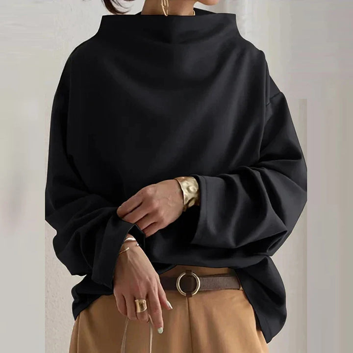 Monica Draped High Neck Blouse
