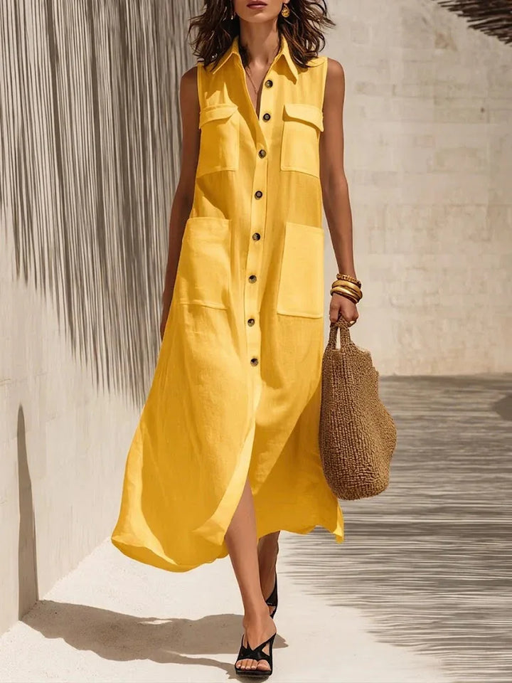 Aelina Casual Pocket Maxi Dress