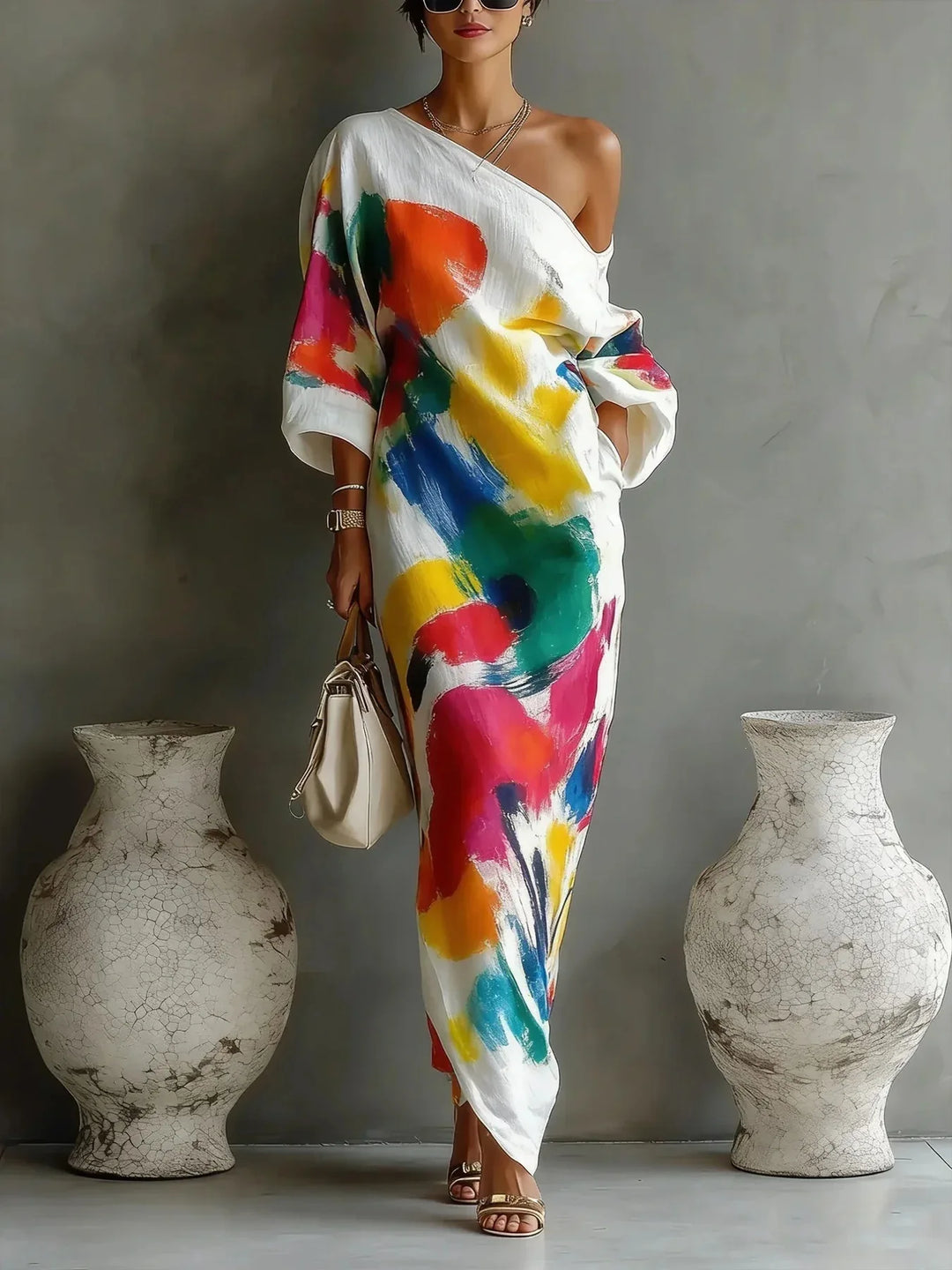 Arya One Shoulder Bohemian Maxi Dress