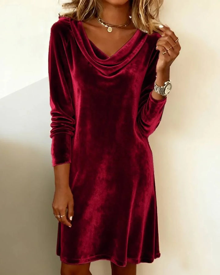 Yasmin Cowl Neck Velvet Dress