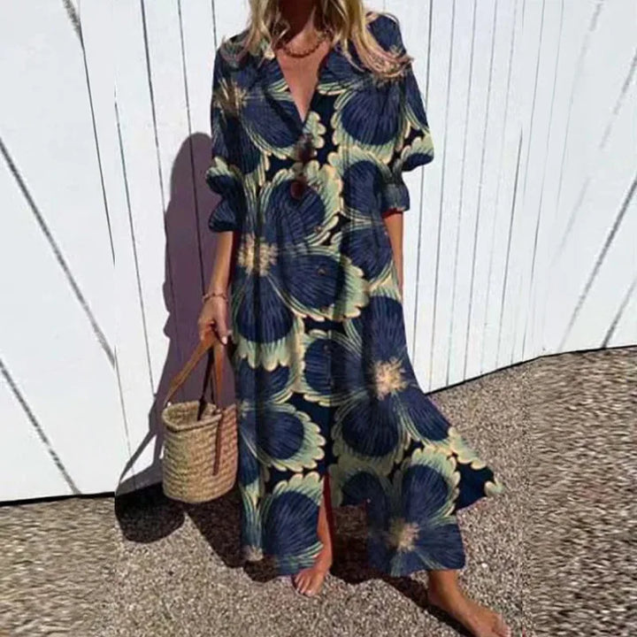 Aurevia Casual Printed Long Sleeve Maxi Dress