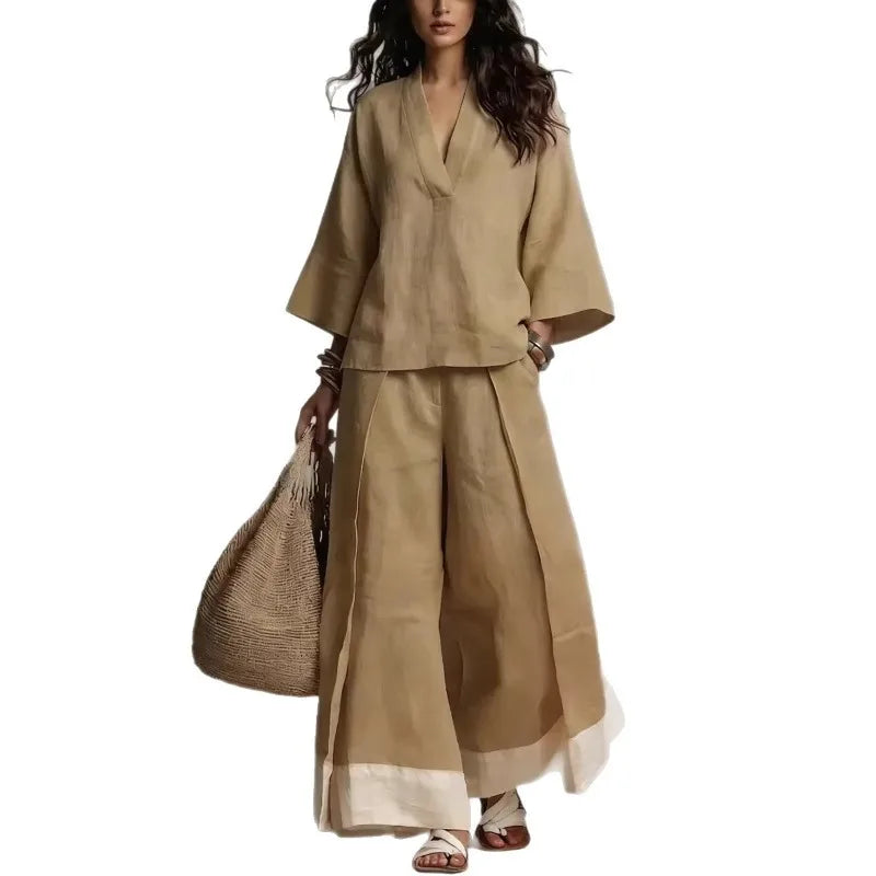 Alice V Neck Linen Set