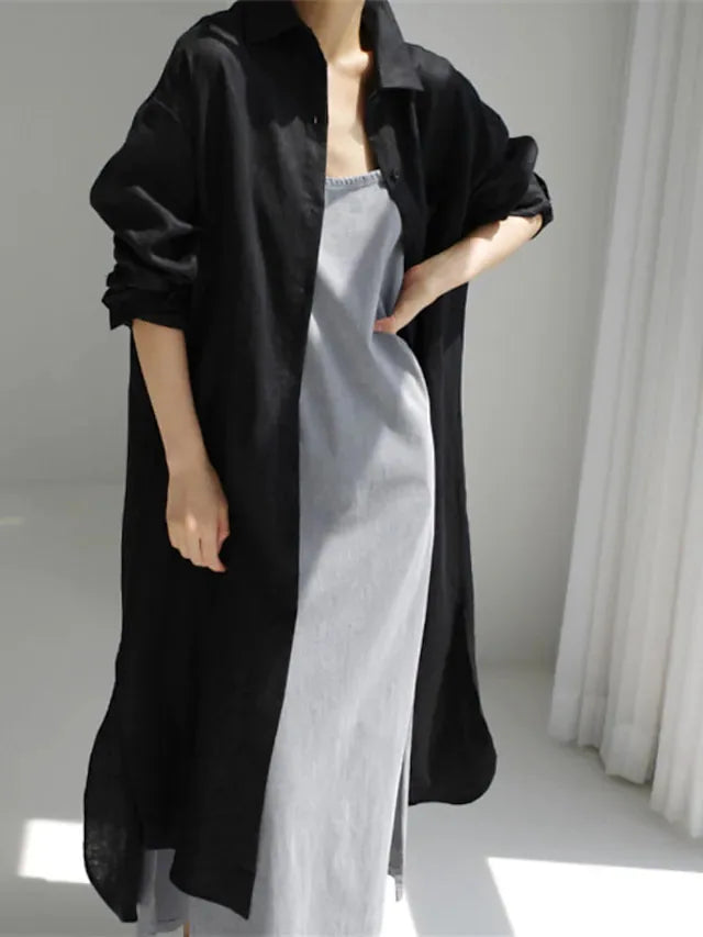 Phoebe Button Front Long Sleeve Maxi Dress