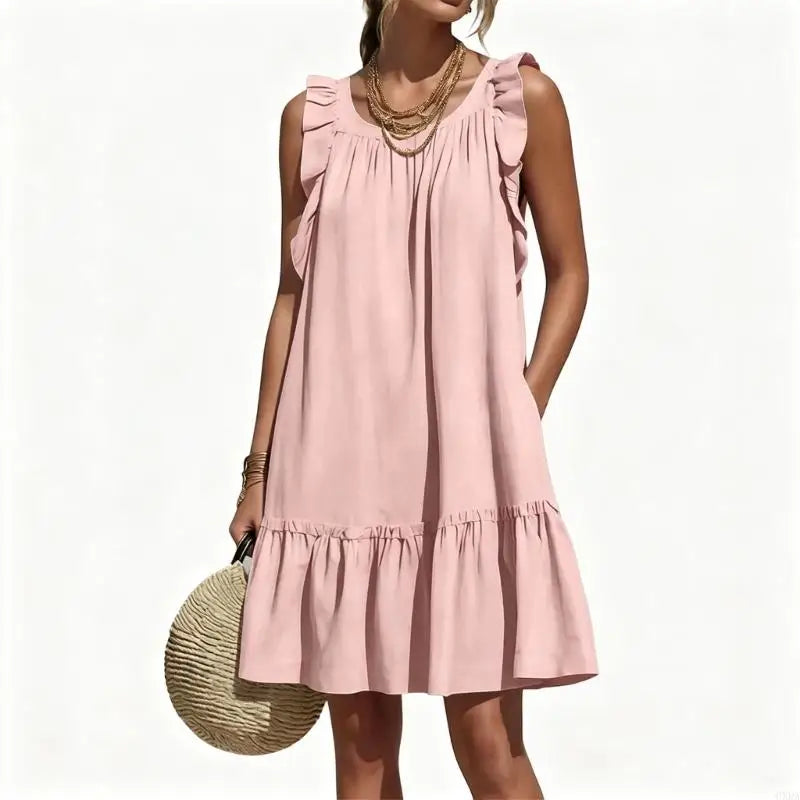 Leandra Ruffle Sleeve V Neck Mini Dress