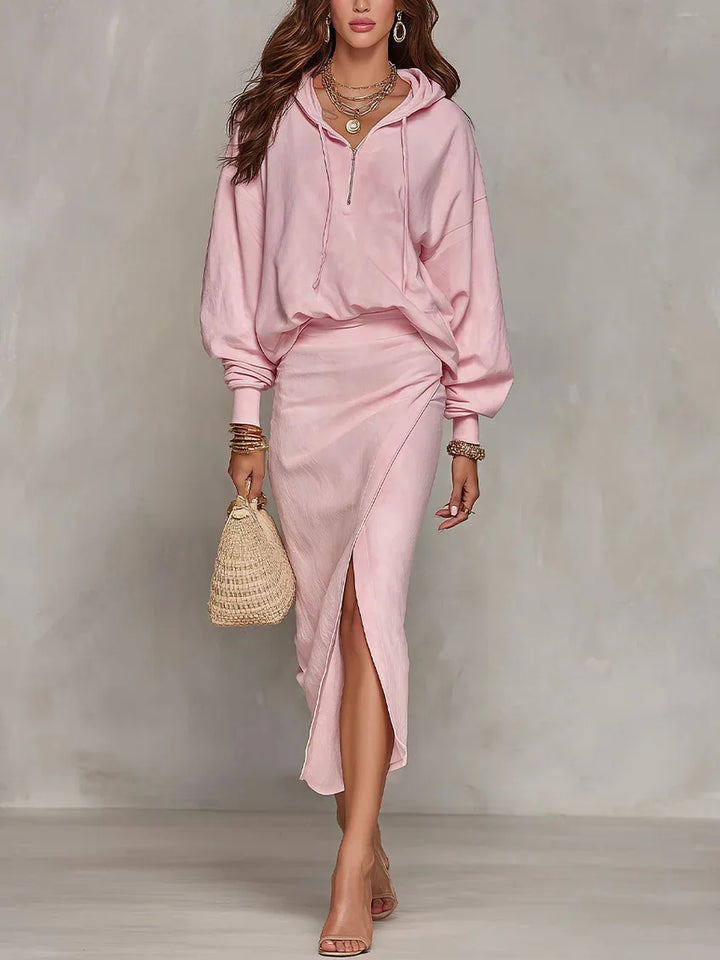 Nolani Asymmetric Wrap Skirt Set