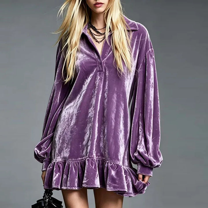 Lucia Velvet Ruffle Mini Dress