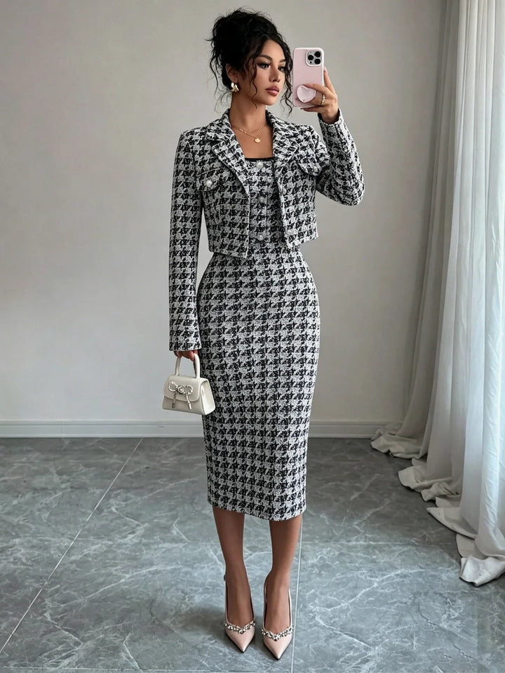 Adelisa Pearl Button Sheath Dress Set
