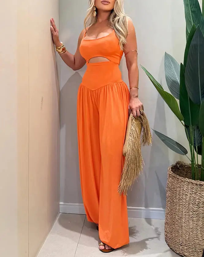 Zanthe  Sleeveless Cut Out Wide Leg Jumpsuit