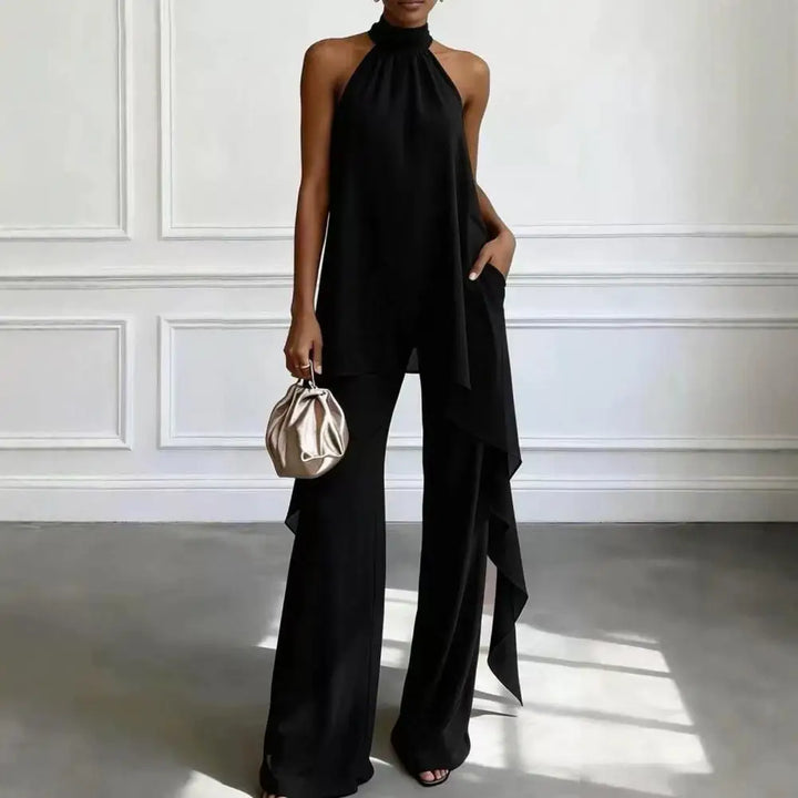 Zinnara Draped Sleeveless Chiffon Matching Set