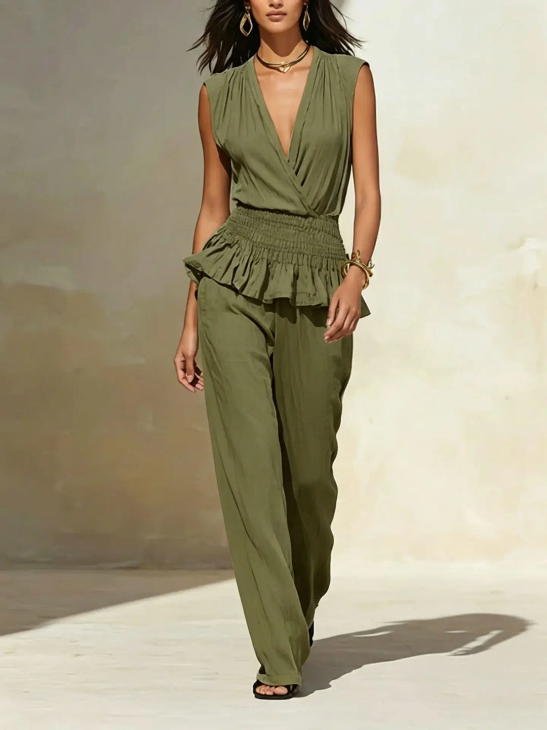 Marovelle Ruffle Peplum Jumpsuit