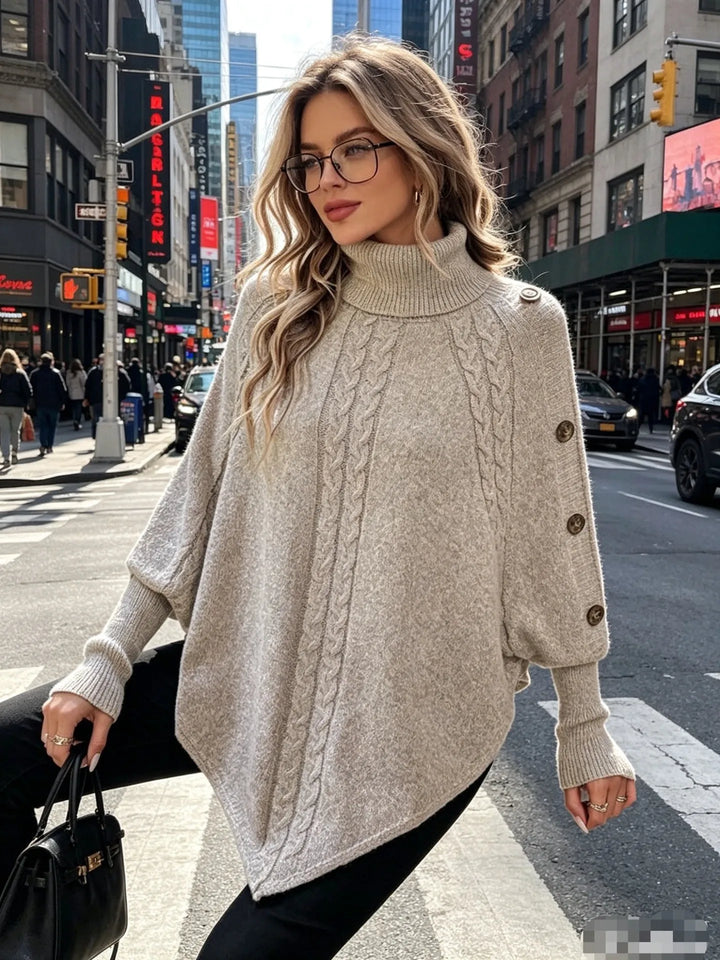Junia Button Trimmed Poncho