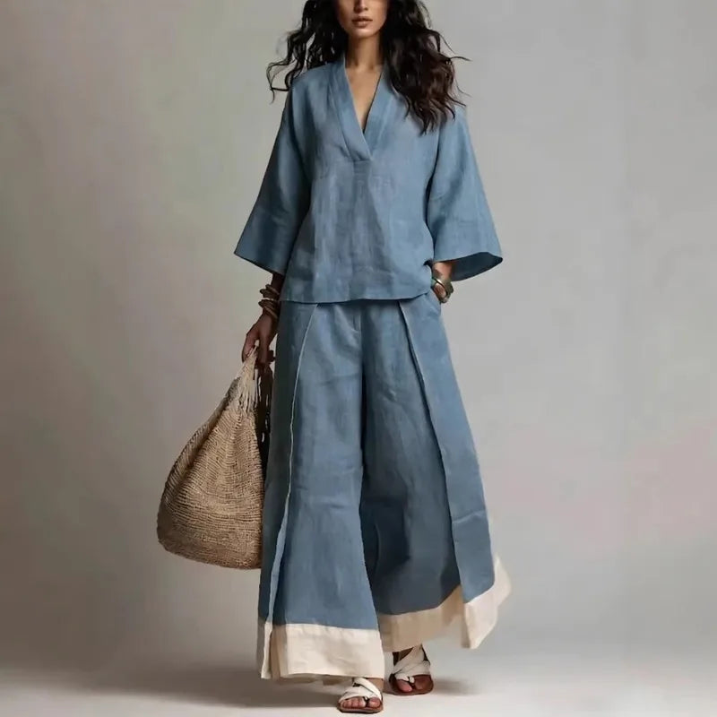Alice V Neck Linen Set
