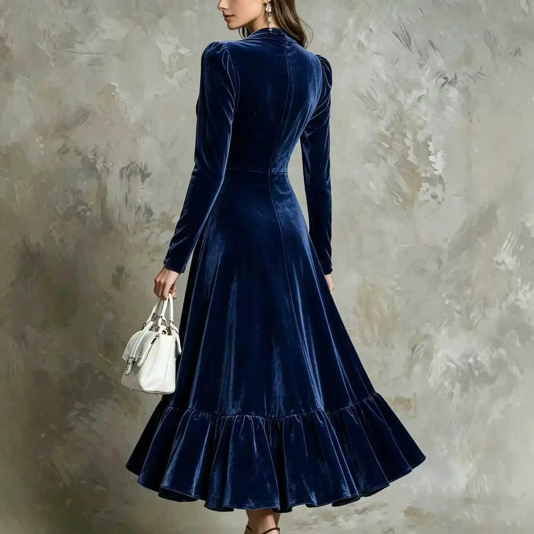 Rosalind Button Front Velvet Dress