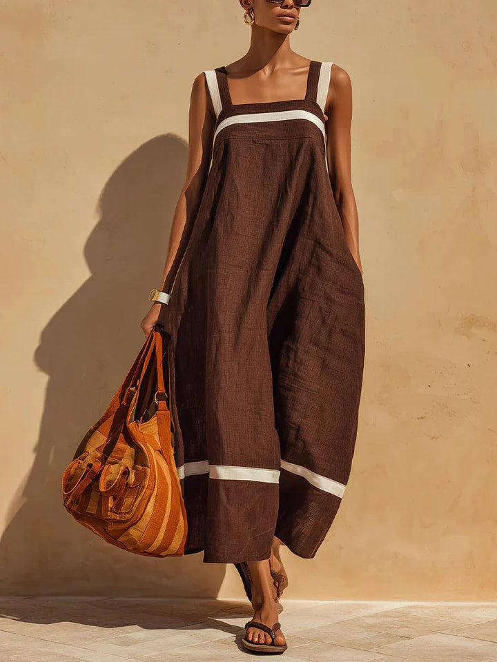 Karina Breathable Linen Slip Midi Dress