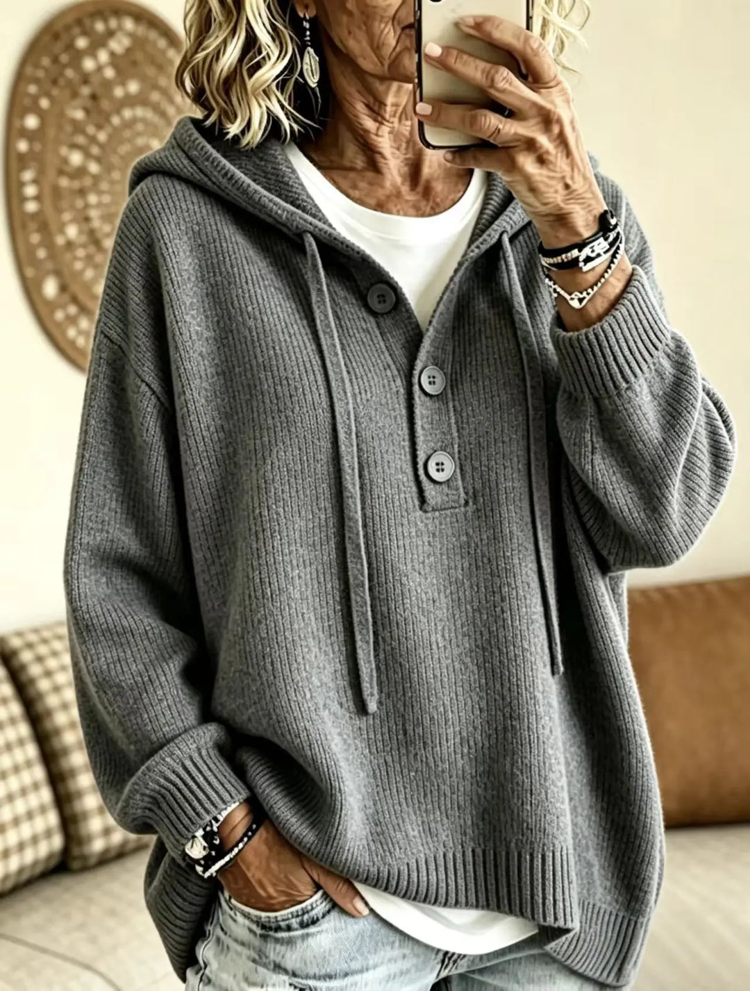 Priya Drawstring Hood Sweater