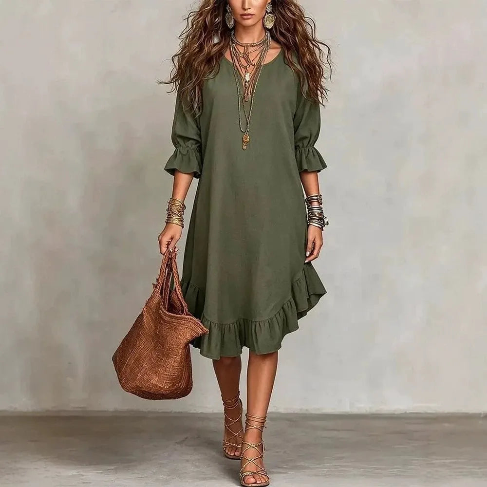 Selora Ruffle Hem Midi Dress