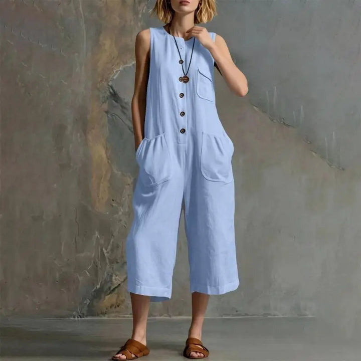Marielle  Button Front Realxed Dungaree Jumpsuit