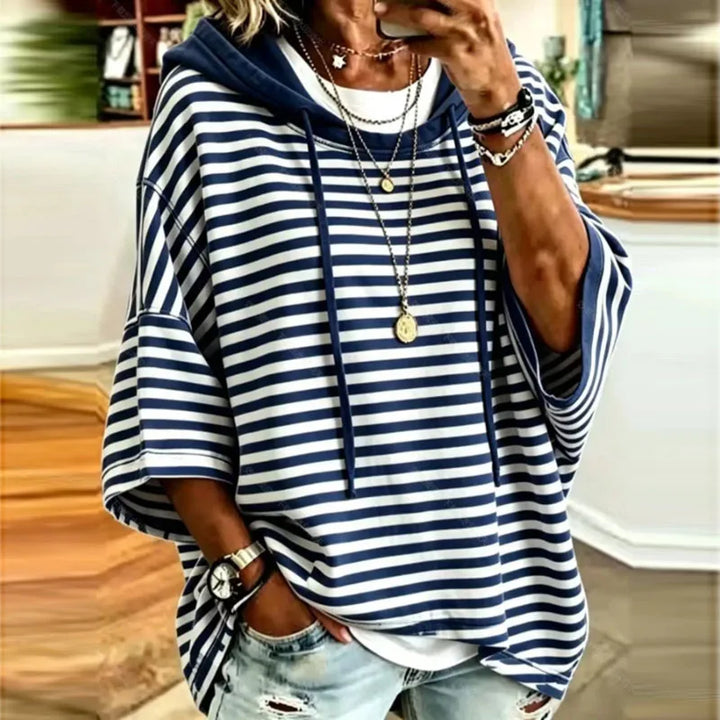 Yasmine Striped Hooded Pullover