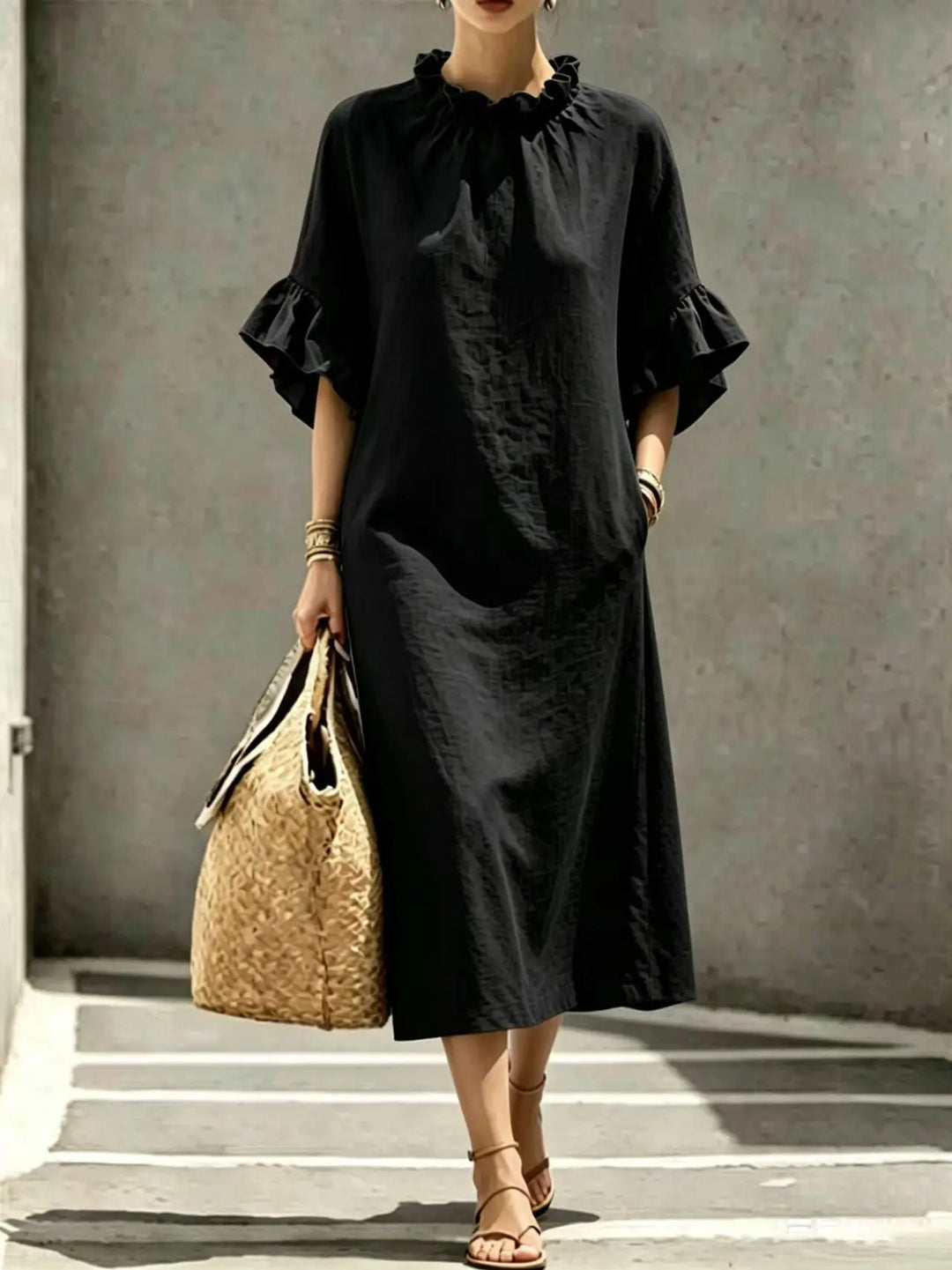 Idalia Ruffle Sleeve Midi Dress