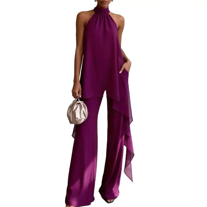 Zinnara Draped Sleeveless Chiffon Matching Set