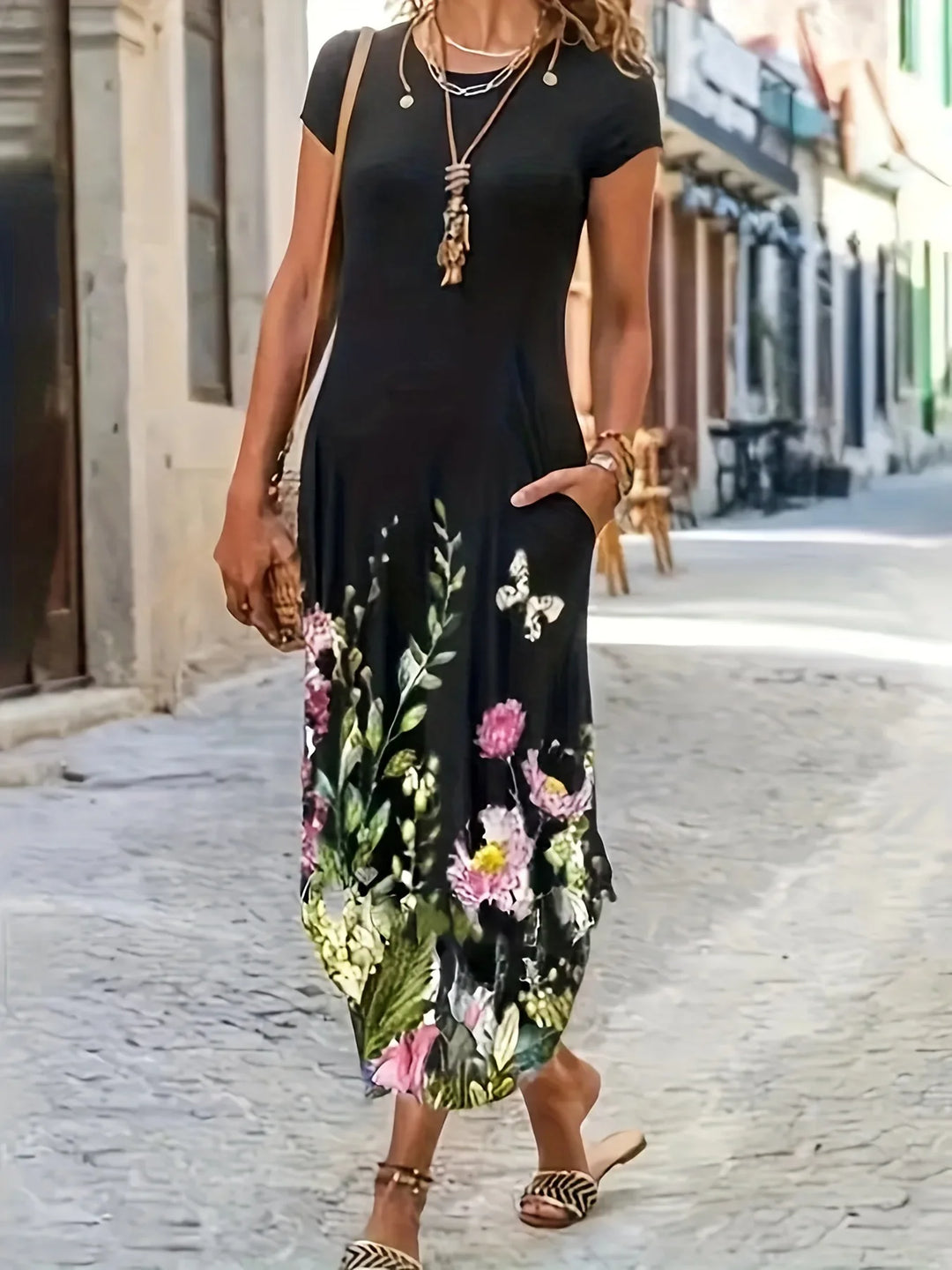 Dione Floral Pocket Midi Dress