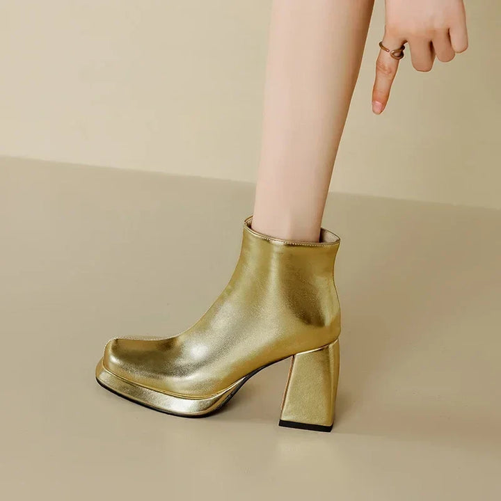 Aria Metallic Platform Ankle Boots
