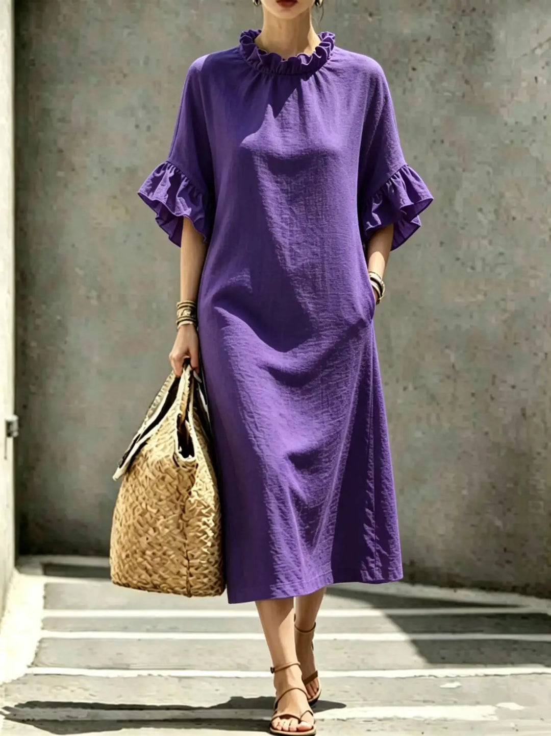 Idalia Ruffle Sleeve Midi Dress