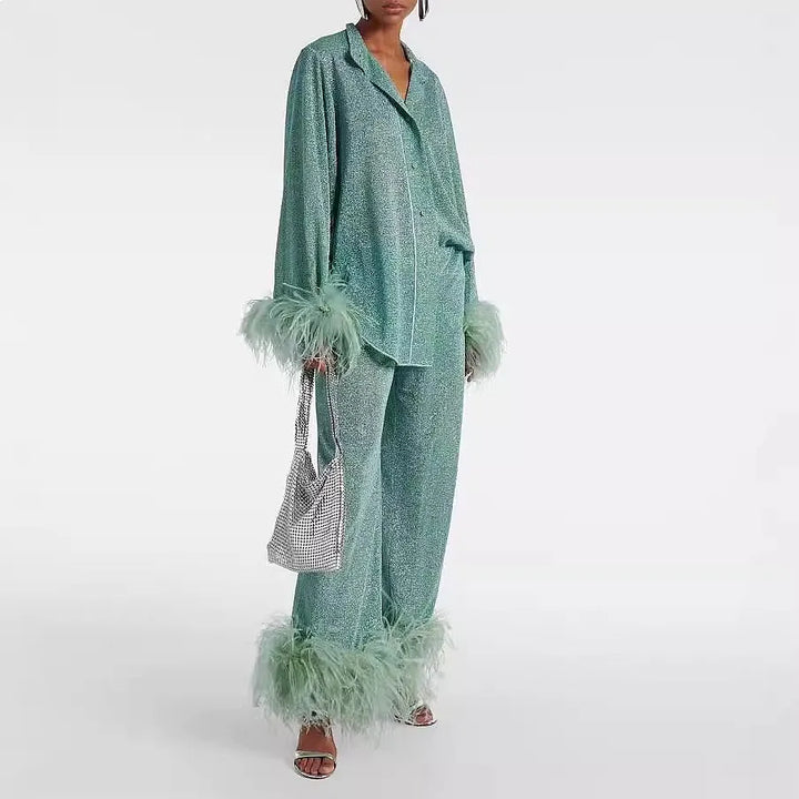 Dana Feather Trim Matching Set