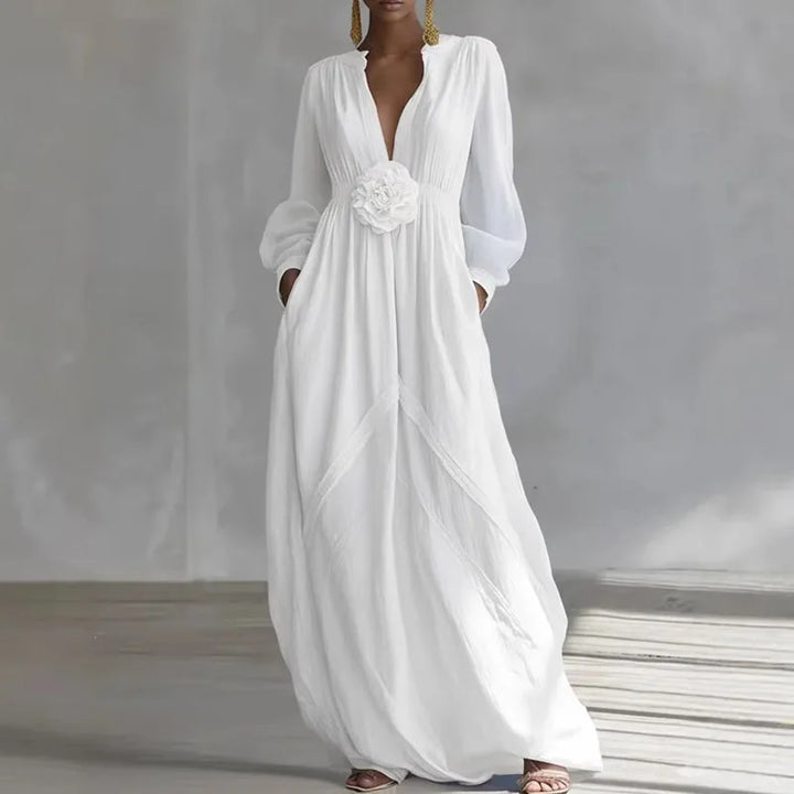 Clara Elegant Deep V Maxi Dress