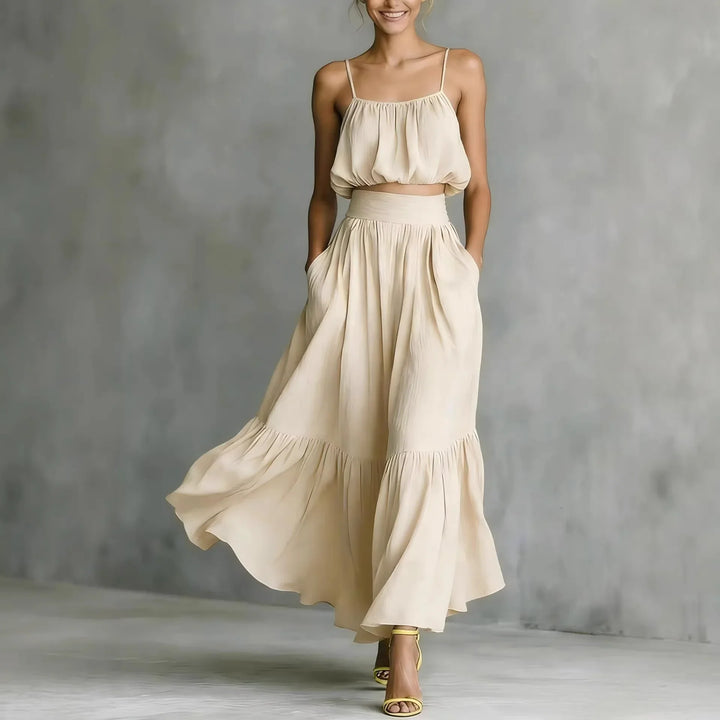 Fiona Flowy Crop Top Skirt Set