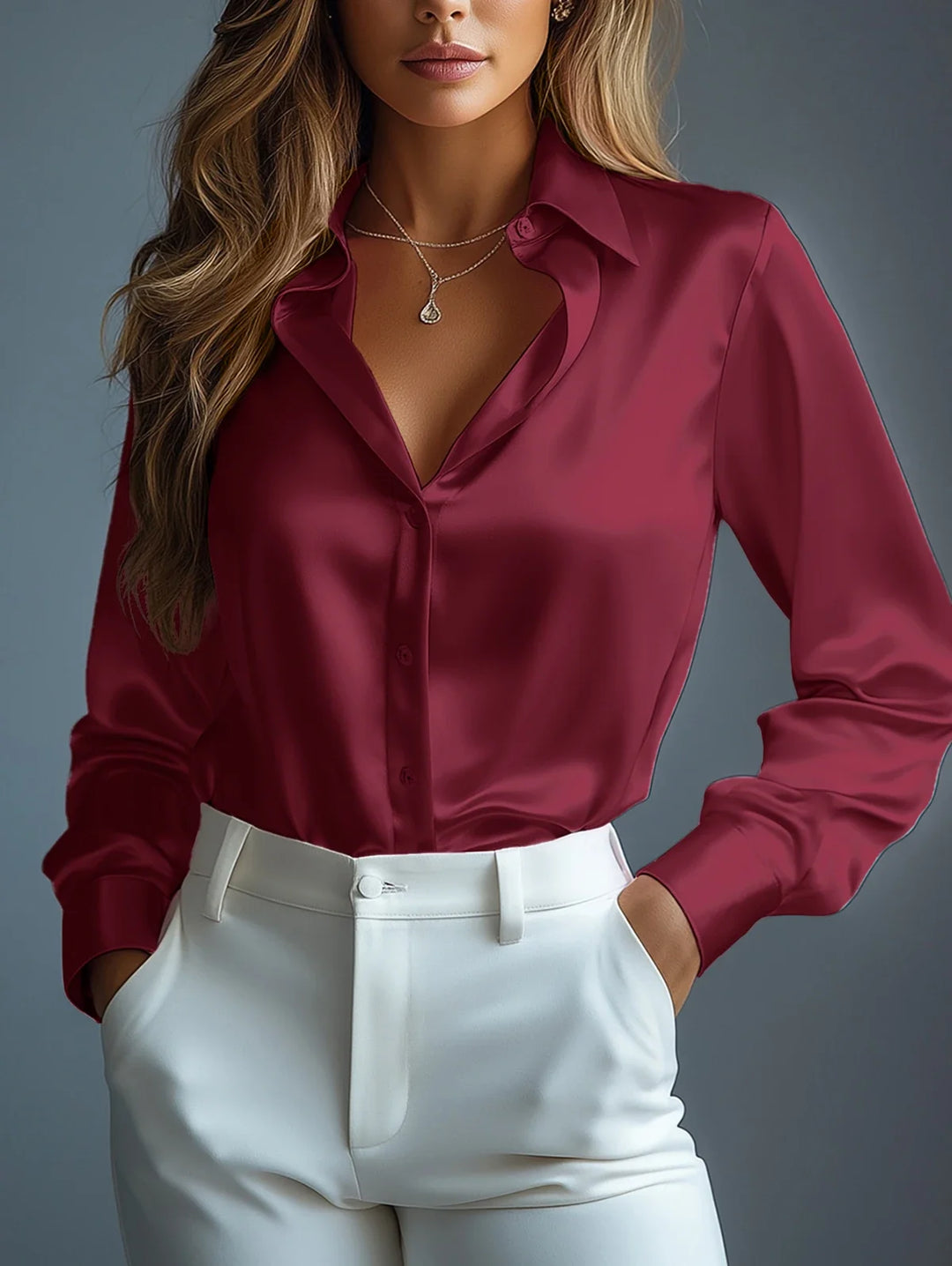 Odessa Lustrous Button Blouse