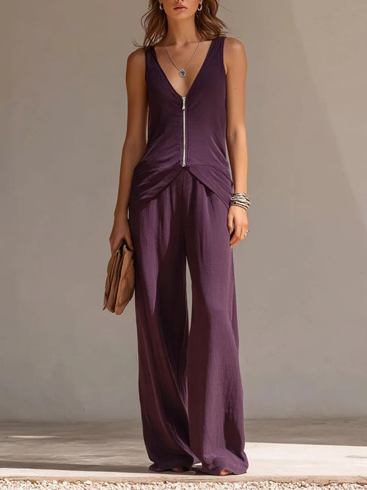 Solara Zip Front Trouser Set