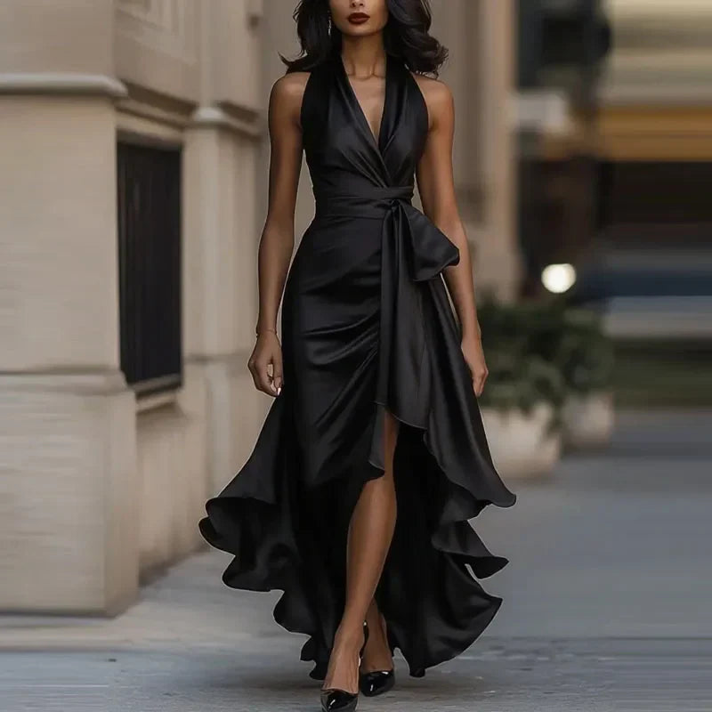 Monroe Halter Satin Maxi Dress