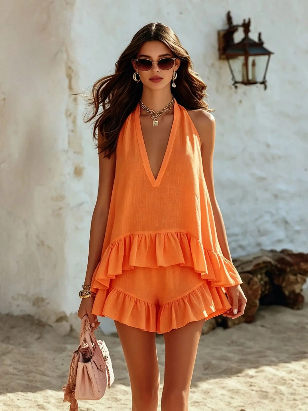 Imogen Casual Ruffle Top Two-Piece Set