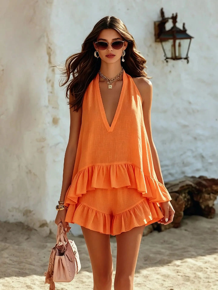 Imogen Casual Ruffle Top Two-Piece Set