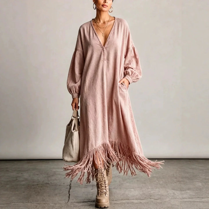 Zarina V-Neck Fringe Dress