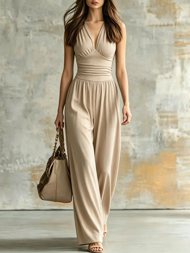 Helena Figure Flattering V Neck Jumpsuit