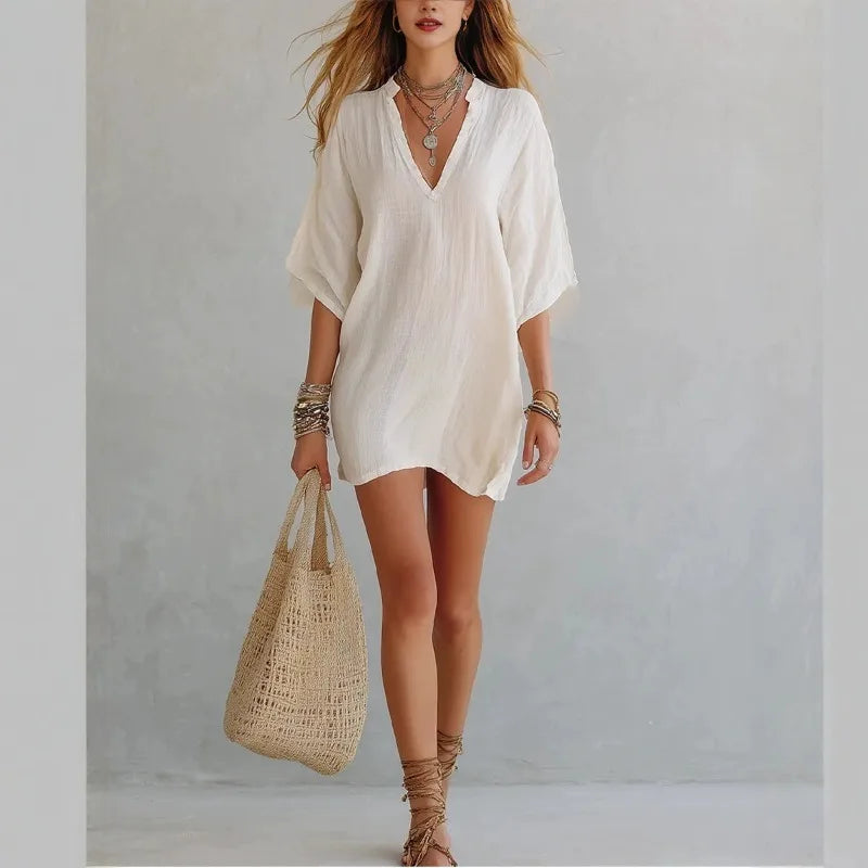Dolce V Neck Tunic Mini Dress