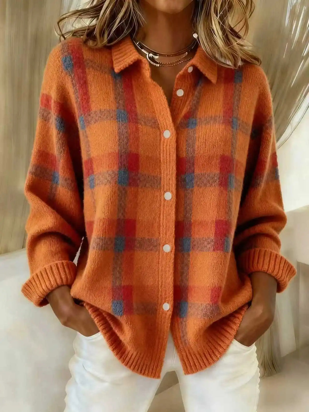 Fiona Plaid Knit Cardigan