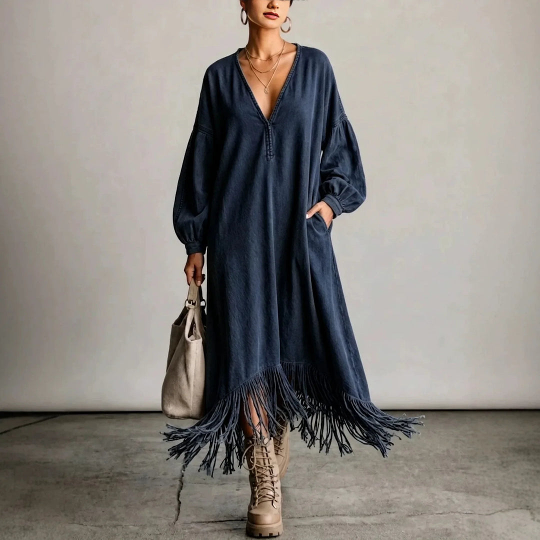 Zarina V-Neck Fringe Dress
