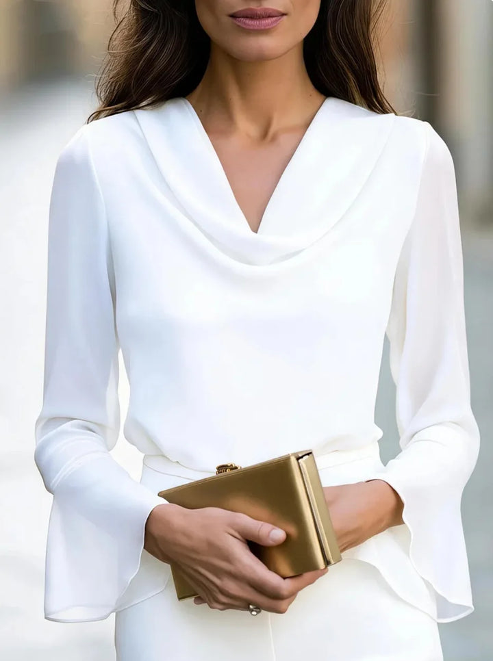 Eliana Draped V Neck Blouse