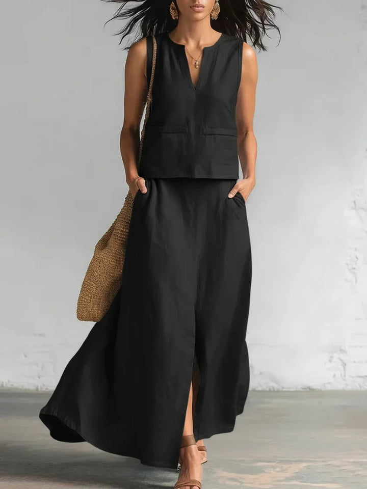 Kaylee Flowy Linen Skirt Set
