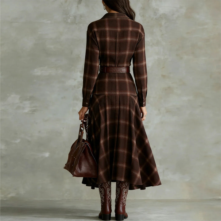 Rowena Button Plaid Shirt Dress