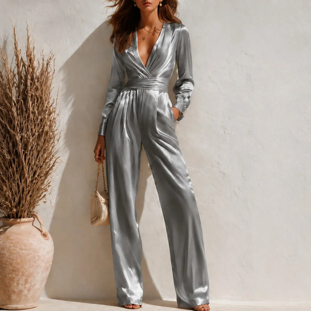Lenara Satin Wide Leg Jumpsuit
