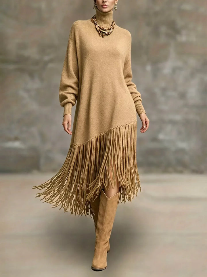 Marselle Fringe Knit Midi Dress