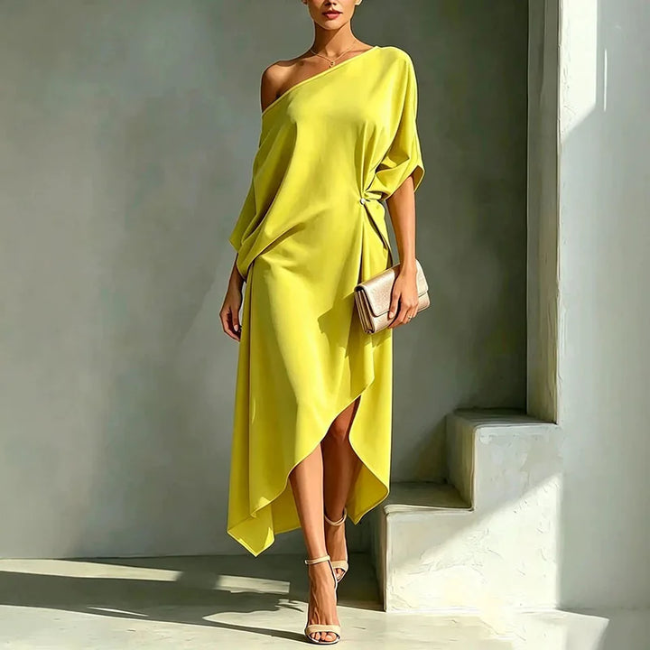 Maribel Elegant Asymmetrical Midi Dress