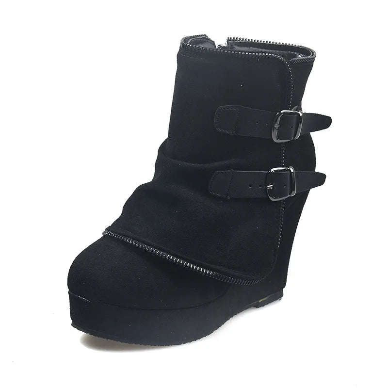 Rosetta Buckle Strap Wedge Boots