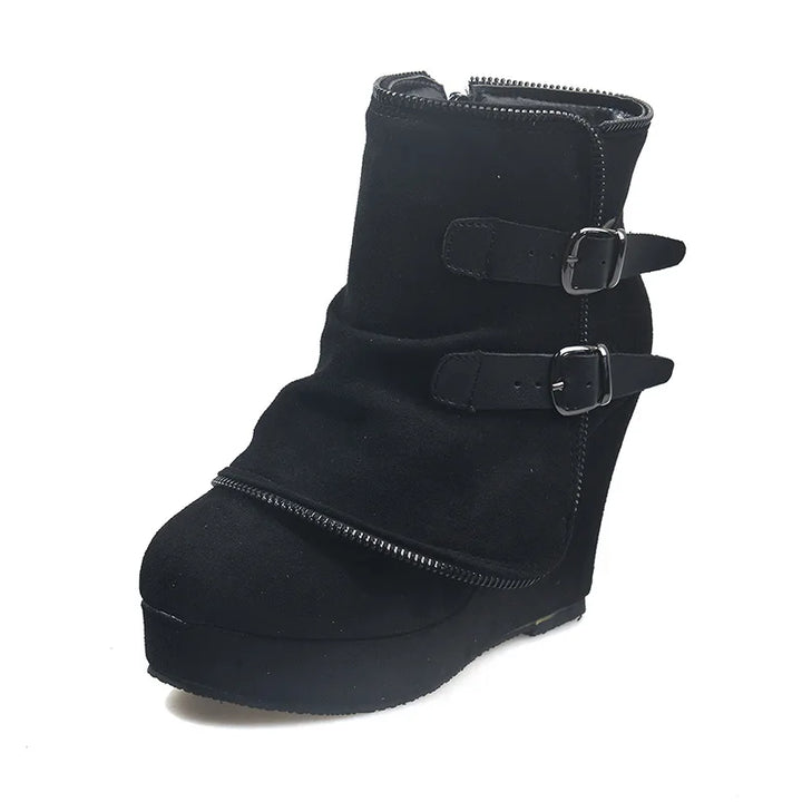 Rosetta Buckle Strap Wedge Boots