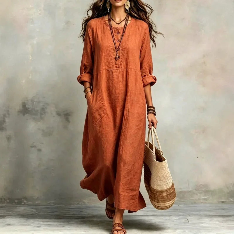 Fiona Casual Button Maxi Dress