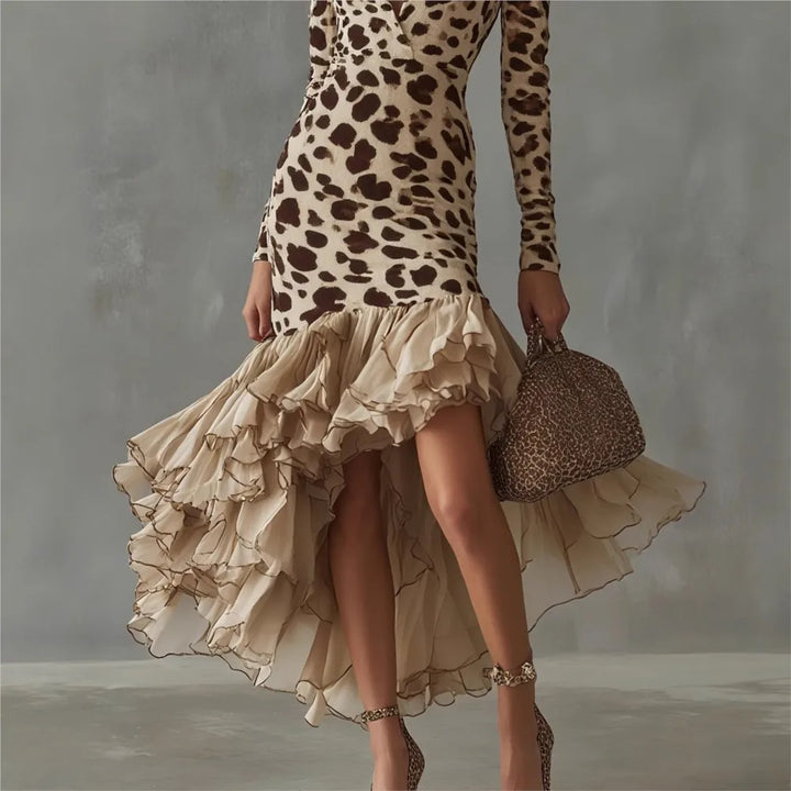 Ophelia Leopard Ruffle Dress